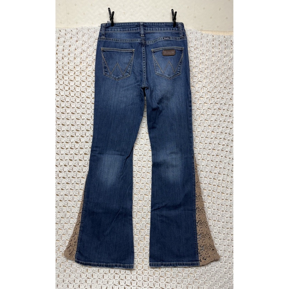 Wrangler Jeans Womens 3/34  W28 L32 Blue Denim Straight Leg Flared Western